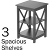 image:imageLavish Home Wooden End Table  Modern Style Sofa Side Table with XLeg Design and Two Shelves  Small Furniture for Living Room or Bedroom GrayGrey