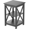 image:imageLavish Home Wooden End Table  Modern Style Sofa Side Table with XLeg Design and Two Shelves  Small Furniture for Living Room or Bedroom GrayGrey