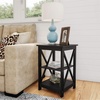 image:imageLavish Home Wooden End Table  Modern Style Sofa Side Table with XLeg Design and Two Shelves  Small Furniture for Living Room or Bedroom GrayBlack