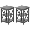 image:imageLavish Home Wooden End Table  Modern Style Sofa Side Table with XLeg Design and Two Shelves  Small Furniture for Living Room or Bedroom GrayGray  Set of 2