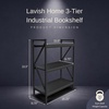image:imageLavish Home 3 Tier Industrial Metal Bookshelf with Textured Storage Shelves