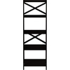 image:imageLavish Home 4Tier Ladder Bookshelf  Freestanding Shelved Bookcase with XBack Frame and Leaning Look  Display Shelves for Home or Office Black