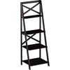 image:imageLavish Home 4Tier Ladder Bookshelf  Freestanding Shelved Bookcase with XBack Frame and Leaning Look  Display Shelves for Home or Office Black