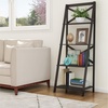 image:imageLavish Home 4Tier Ladder Bookshelf Set  Set of 2 Free Standing Wooden Living Room Shelves  Decorative Bookcases for Home and Office Black