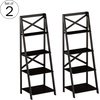 image:imageLavish Home 4Tier Ladder Bookshelf Set  Set of 2 Free Standing Wooden Living Room Shelves  Decorative Bookcases for Home and Office Black