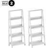 image:imageLavish Home 4Tier Ladder Bookshelf Set  Set of 2 Free Standing Wooden Living Room Shelves  Decorative Bookcases for Home and Office White
