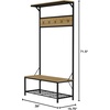 image:imageLavish Home Entryway Bench with Seat  Iron and Wood Furniture with 5Hook Coat Rack Top Shelf and Bottom Shoe Storage Weathered WoodgrainLook