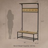 image:imageLavish Home Entryway Bench with Seat  Iron and Wood Furniture with 5Hook Coat Rack Top Shelf and Bottom Shoe Storage Weathered WoodgrainLook