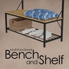 image:imageLavish Home Entryway Bench with Seat  Iron and Wood Furniture with 5Hook Coat Rack Top Shelf and Bottom Shoe Storage Weathered WoodgrainLook