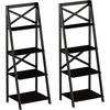 image:imageLavish Home 4Tier Ladder Bookshelf Set  Set of 2 Free Standing Wooden Living Room Shelves  Decorative Bookcases for Home and Office Black