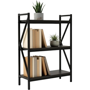 image:imageLavish Home 3 Tier Industrial Metal Bookshelf with Textured Storage Shelves