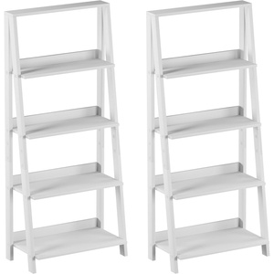 image:imageLavish Home 4Tier Ladder Bookshelf Set  Set of 2 Free Standing Wooden Living Room Shelves  Decorative Bookcases for Home and Office White