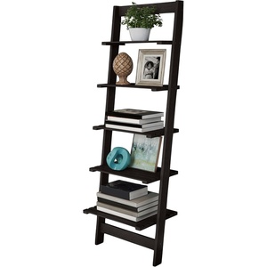 image:imageLavish Home 5Tier Ladder Shelf Narrow Leaning Bookshelf White 50Black