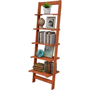 image:imageLavish Home 5Tier Ladder Shelf Narrow Leaning Bookshelf White 50Cherry
