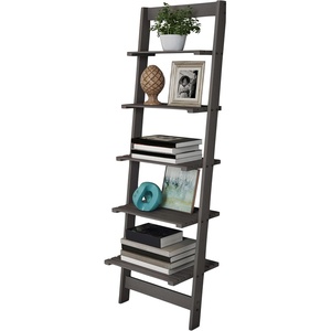 image:imageLavish Home 5Tier Ladder Shelf Narrow Leaning Bookshelf White 50Grey