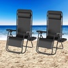 image:imageLavish Home Set of 2 ZeroGravity Chairs  Folding Patio Furniture  Outdoor Recliners with Side Table CupPhone Holder and Chair Pillow Black