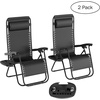 image:imageLavish Home Set of 2 ZeroGravity Chairs  Folding Patio Furniture  Outdoor Recliners with Side Table CupPhone Holder and Chair Pillow Black