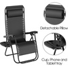 image:imageLavish Home Set of 2 ZeroGravity Chairs  Folding Patio Furniture  Outdoor Recliners with Side Table CupPhone Holder and Chair Pillow Black