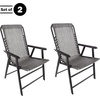 image:imagePure Garden Folding Camping Chairs  Set of 2 Lawn Chairs with Textilene Fabric and Bungee Suspension  Portable Lounge Seats for Adults NavyGrey