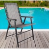 image:imagePure Garden Folding Camping Chairs  Set of 2 Lawn Chairs with Textilene Fabric and Bungee Suspension  Portable Lounge Seats for Adults NavyGrey