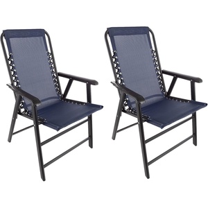 image:imagePure Garden Folding Camping Chairs  Set of 2 Lawn Chairs with Textilene Fabric and Bungee Suspension  Portable Lounge Seats for Adults NavyNavy