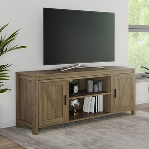 image:imageLavish Home 65inch TV Stand  2Door Entertainment Center Adjustable Media Console Shelves Cable Management and Farmhouse Style Gray WoodgrainGray Woodgrain