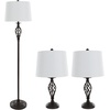 image:imageLavish Home Table and Floor Lamps  Set of 3 Spiral Cage Design Lights for Living Room Bedroom or Entry with LED Bulbs Included Bronze
