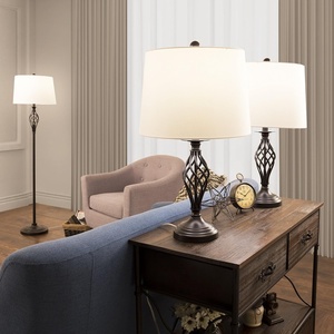 image:imageLavish Home Table and Floor Lamps  Set of 3 Spiral Cage Design Lights for Living Room Bedroom or Entry with LED Bulbs Included Bronze