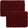 image:image2 Piece Bathroom Rug Set  32x21 Inch and 24x17 Inch Memory Foam Bath Mats with Chenille Shag Top for Stylish Bathroom Decor  Machine Washable Bath Rugs Set of 2 by Bedford Home Burgundy
