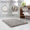 image:image2 Piece Bathroom Rug Set  32x21 Inch and 24x17 Inch Memory Foam Bath Mats with Chenille Shag Top for Stylish Bathroom Decor  Machine Washable Bath Rugs Set of 2 by Bedford Home Gray