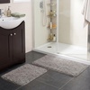 image:image2 Piece Bathroom Rug Set  32x21 Inch and 24x17 Inch Memory Foam Bath Mats with Chenille Shag Top for Stylish Bathroom Decor  Machine Washable Bath Rugs Set of 2 by Lavish Home Gray