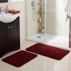 image:image2 Piece Bathroom Rug Set  32x21 Inch and 24x17 Inch Memory Foam Bath Mats with Chenille Shag Top for Stylish Bathroom Decor  Machine Washable Bath Rugs Set of 2 by Bedford Home Burgundy