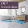 image:image2 pc Memory Foam Bath Mat Set by Bedford Home Coral Fleece Embossed Pattern  Blue