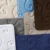 image:image2 pc Memory Foam Bath Mat Set by Bedford Home Coral Fleece Embossed Pattern  Navy