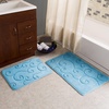 image:image2 pc Memory Foam Bath Mat Set by Lavish Home  Coral Fleece Embossed Pattern  Blue