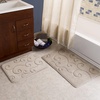 image:image2 pc Memory Foam Bath Mat Set by Lavish Home  Coral Fleece Embossed Pattern  Taupe