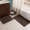 image:image2 pc Memory Foam Bath Mat Set by Lavish Home  Woven Jacquard Fleece  Chocolate