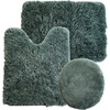 image:image3Piece Bathroom Rug Set  NonSlip Bath Mat Set with Bath Rug Contour Mat and Toilet Lid Cover  Machine Washable Mats by Lavish Home BlackGreen