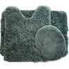 image:image3Piece Bathroom Rug Set  NonSlip Bath Mat Set with Bath Rug Contour Mat and Toilet Lid Cover  Machine Washable Mats by Lavish Home BlackGreen