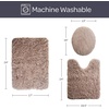 image:image3Piece Bathroom Rug Set  NonSlip Bath Mat Set with Bath Rug Contour Mat and Toilet Lid Cover  Machine Washable Mats by Lavish Home BlackTaupe