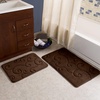 image:imageBathroom Rug Set of 2  Memory Foam Bath Mats with Embossed Coral Fleece Top  NonSlip Absorbent Rugs for Shower or Laundry by Lavish Home Brown