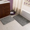 image:imageBathroom Rug Set of 2  Memory Foam Bath Mats with Embossed Coral Fleece Top  NonSlip Absorbent Rugs for Shower or Laundry by Lavish Home Platinum