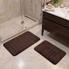 image:imageBathroom Rug Set2Piece Memory Foam BathmatsStriped Microfiber TopNonSlip Absorbent Runner for Shower Tub Sink or Kitchen by Lavish Home Brown