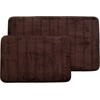 image:imageBathroom Rug Set2Piece Memory Foam BathmatsStriped Microfiber TopNonSlip Absorbent Runner for Shower Tub Sink or Kitchen by Lavish Home Brown