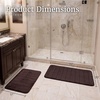 image:imageBathroom Rug Set2Piece Memory Foam BathmatsStriped Microfiber TopNonSlip Absorbent Runner for Shower Tub Sink or Kitchen by Lavish Home Brown