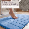 image:imageBathroom Rugs  2Piece Memory Foam Bath Mats with Microfiber Top  NonSlip Absorbent Rugs for Shower Laundry or Kitchen by Lavish Home Blue
