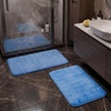 image:imageBathroom Rugs  2Piece Memory Foam Bath Mats with Microfiber Top  NonSlip Absorbent Rugs for Shower Laundry or Kitchen by Lavish Home Blue