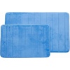 image:imageBathroom Rugs  2Piece Memory Foam Bath Mats with Microfiber Top  NonSlip Absorbent Rugs for Shower Laundry or Kitchen by Lavish Home Blue