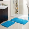 image:imageLavish Home 2 Piece Bathroom Rug Set  32x21 Inch and 24x17 Inch Memory Foam Bath Mats with Chenille Shag Top for Stylish Bathroom Decor  Machine Washable Bath Rugs Set of 2 Blue