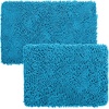 image:imageLavish Home 2 Piece Bathroom Rug Set  32x21 Inch and 24x17 Inch Memory Foam Bath Mats with Chenille Shag Top for Stylish Bathroom Decor  Machine Washable Bath Rugs Set of 2 Blue